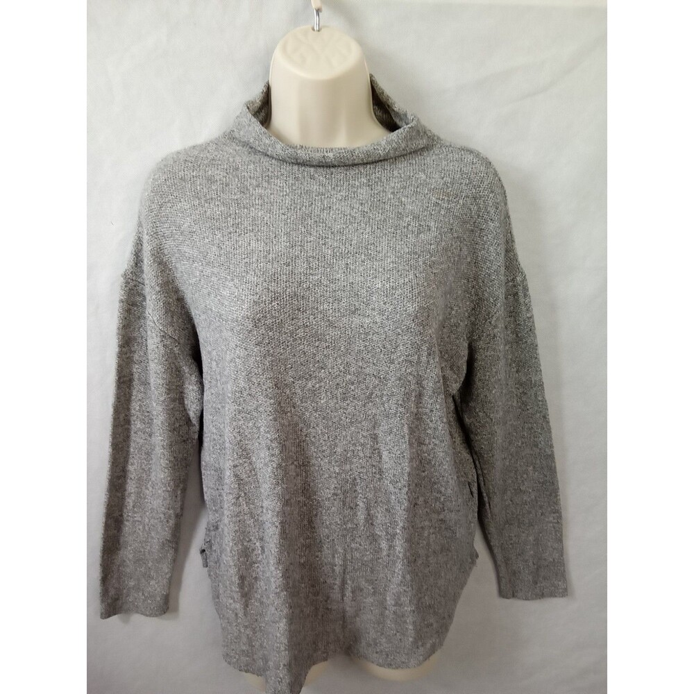 Old Navy Womens Sweater Size M Gray Mock Neck Long Sleeves Side Slit